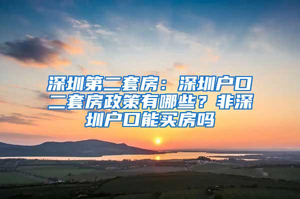 深圳第二套房：深圳户口二套房政策有哪些？非深圳户口能买房吗