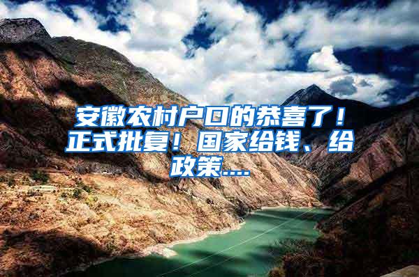 安徽农村户口的恭喜了！正式批复！国家给钱、给政策....