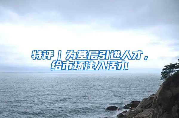 特评｜为基层引进人才，给市场注入活水