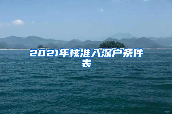 2021年核准入深户条件表