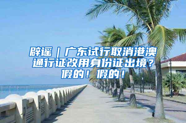 辟谣｜广东试行取消港澳通行证改用身份证出境？假的！假的！