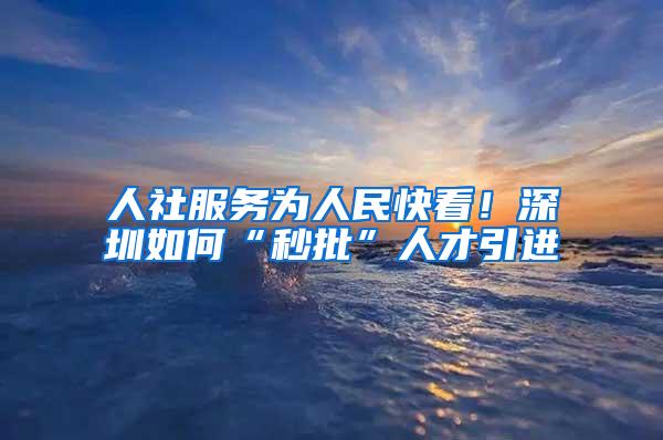 人社服务为人民快看！深圳如何“秒批”人才引进