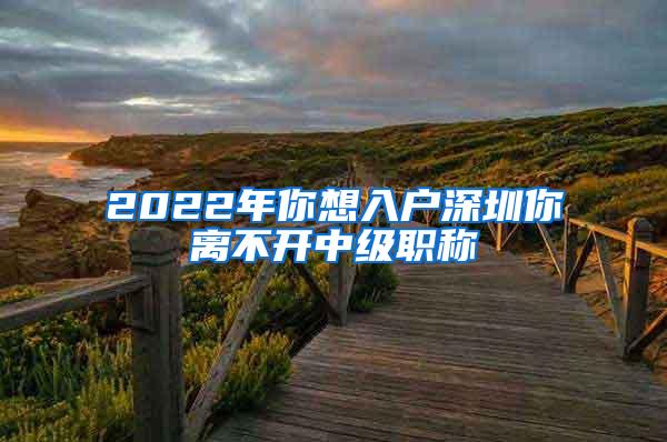 2022年你想入户深圳你离不开中级职称