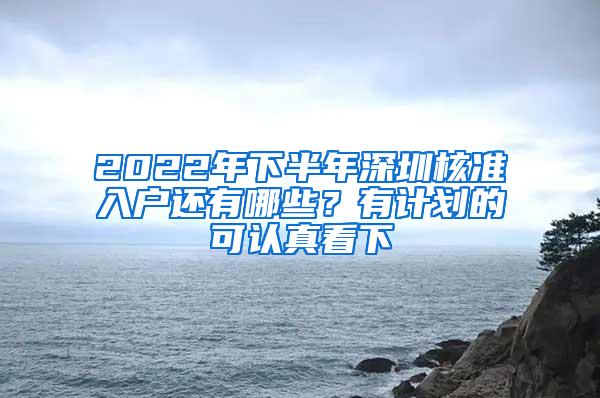 2022年下半年深圳核准入户还有哪些？有计划的可认真看下