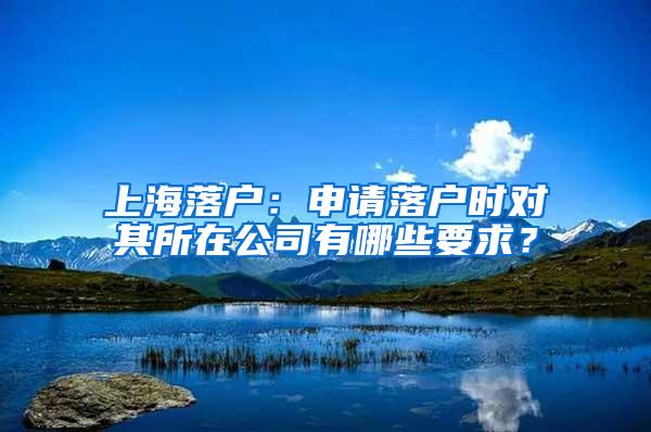 上海落户：申请落户时对其所在公司有哪些要求？