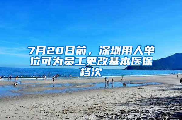 7月20日前，深圳用人单位可为员工更改基本医保档次