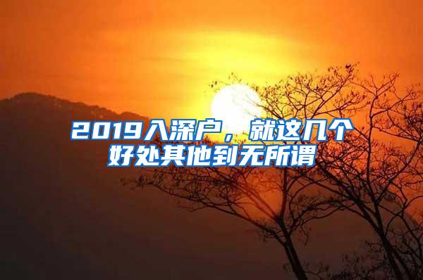 2019入深户，就这几个好处其他到无所谓