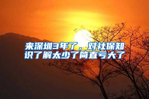 来深圳3年了，对社保知识了解太少了简直亏大了