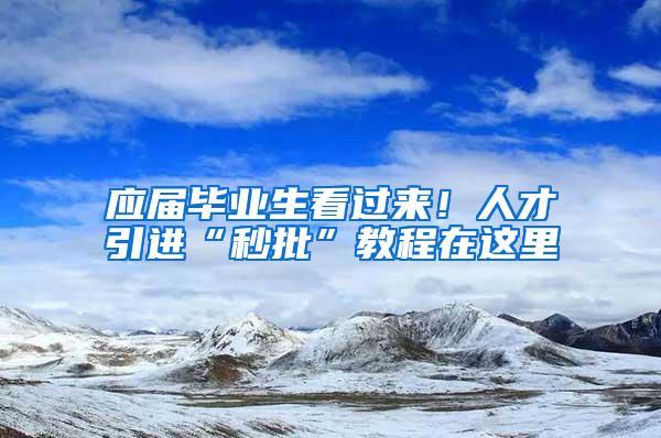 应届毕业生看过来！人才引进“秒批”教程在这里