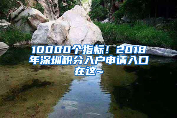 10000个指标！2018年深圳积分入户申请入口在这~