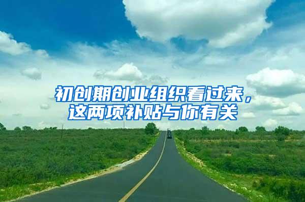 初创期创业组织看过来，这两项补贴与你有关