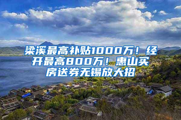 梁溪最高补贴1000万！经开最高800万！惠山买房送券无锡放大招