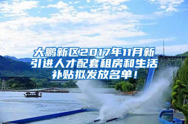 大鹏新区2017年11月新引进人才配套租房和生活补贴拟发放名单！