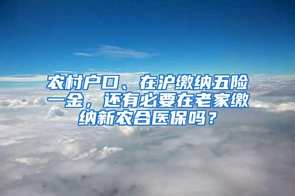 农村户口、在沪缴纳五险一金，还有必要在老家缴纳新农合医保吗？