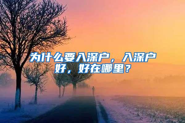 为什么要入深户，入深户好，好在哪里？