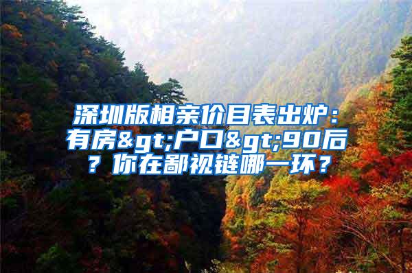 深圳版相亲价目表出炉：有房>户口>90后？你在鄙视链哪一环？