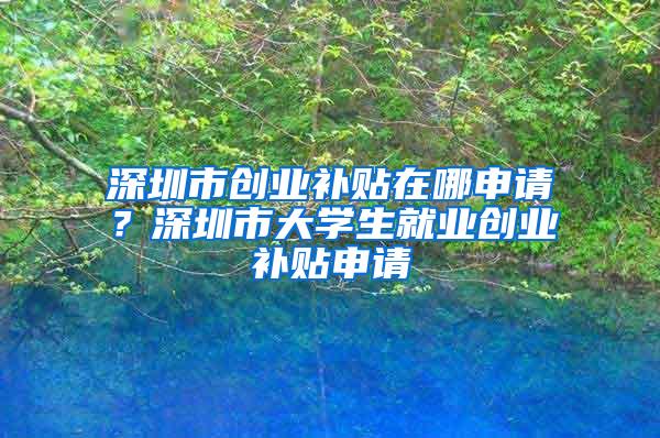 深圳市创业补贴在哪申请？深圳市大学生就业创业补贴申请