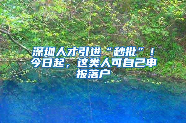 深圳人才引进“秒批”！今日起，这类人可自己申报落户