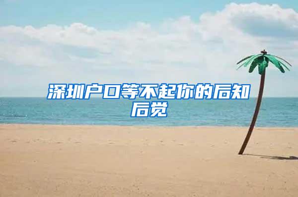 深圳户口等不起你的后知后觉