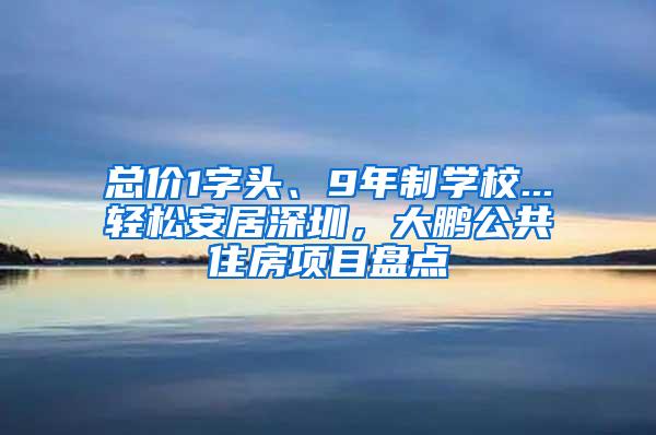总价1字头、9年制学校...轻松安居深圳，大鹏公共住房项目盘点