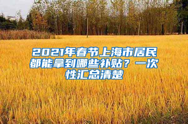 2021年春节上海市居民都能拿到哪些补贴？一次性汇总清楚