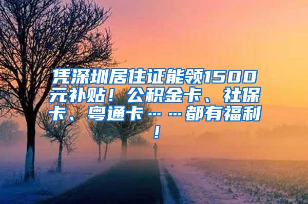 凭深圳居住证能领1500元补贴！公积金卡、社保卡、粤通卡……都有福利！