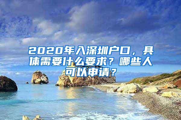 2020年入深圳户口，具体需要什么要求？哪些人可以申请？