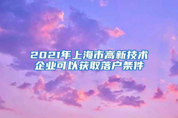 2021年上海市高新技术企业可以获取落户条件