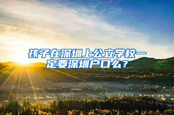 孩子在深圳上公立学校一定要深圳户口么？