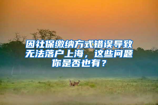 因社保缴纳方式错误导致无法落户上海，这些问题你是否也有？