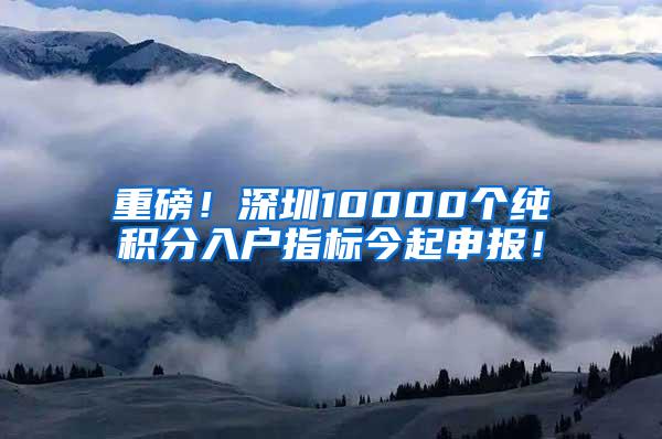 重磅！深圳10000个纯积分入户指标今起申报！