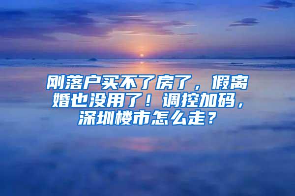 刚落户买不了房了，假离婚也没用了！调控加码，深圳楼市怎么走？