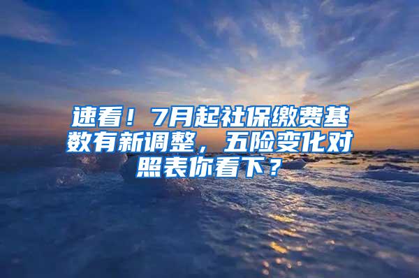 速看！7月起社保缴费基数有新调整，五险变化对照表你看下？