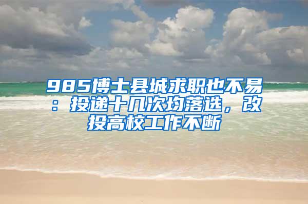 985博士县城求职也不易：投递十几次均落选，改投高校工作不断