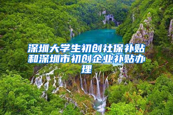 深圳大学生初创社保补贴和深圳市初创企业补贴办理