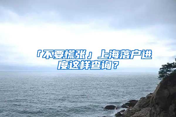 「不要慌张」上海落户进度这样查询？