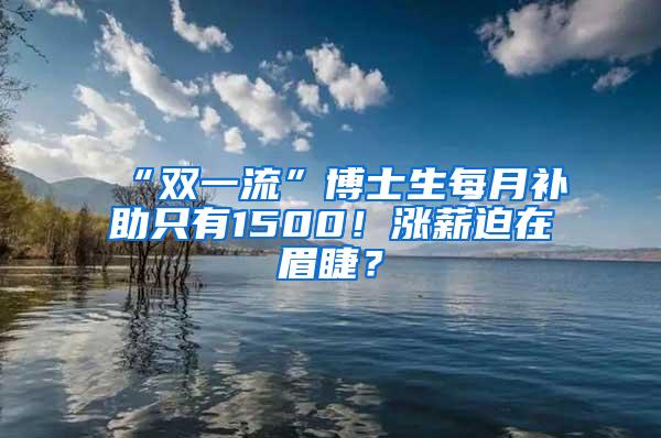 “双一流”博士生每月补助只有1500！涨薪迫在眉睫？