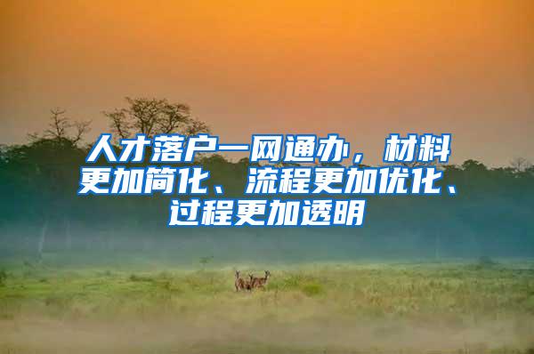 人才落户一网通办，材料更加简化、流程更加优化、过程更加透明