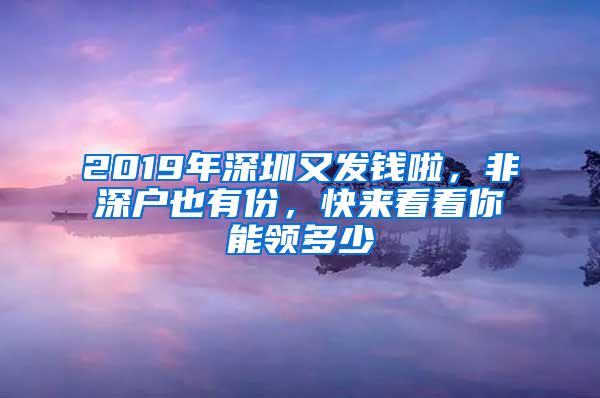 2019年深圳又发钱啦，非深户也有份，快来看看你能领多少