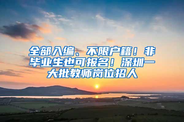 全部入编、不限户籍！非毕业生也可报名！深圳一大批教师岗位招人