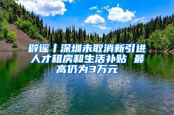 辟谣丨深圳未取消新引进人才租房和生活补贴 最高仍为3万元