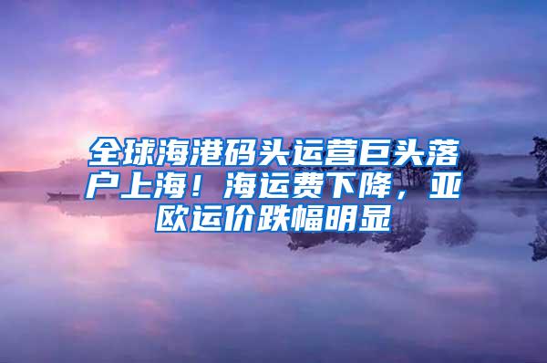 全球海港码头运营巨头落户上海！海运费下降，亚欧运价跌幅明显