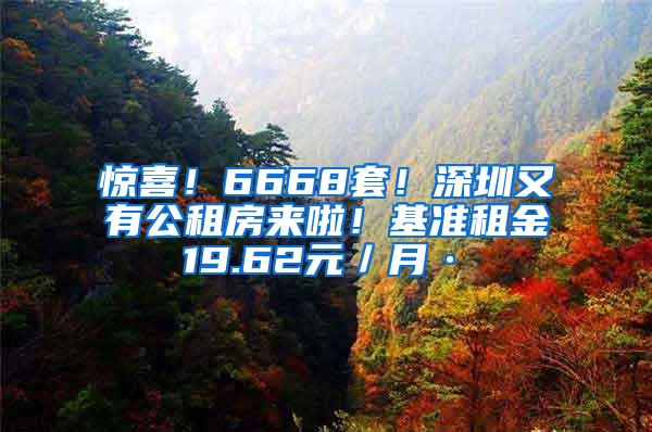 惊喜！6668套！深圳又有公租房来啦！基准租金19.62元／月·㎡