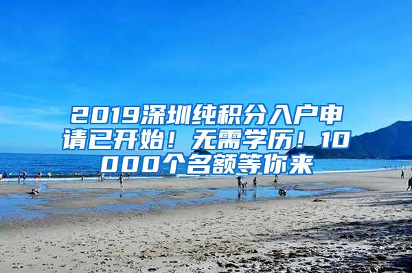 2019深圳纯积分入户申请已开始！无需学历！10000个名额等你来