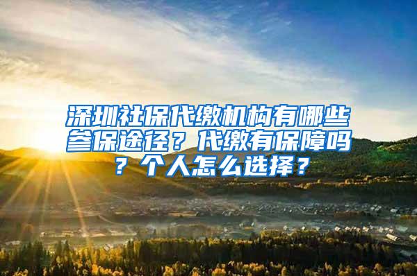 深圳社保代缴机构有哪些参保途径？代缴有保障吗？个人怎么选择？