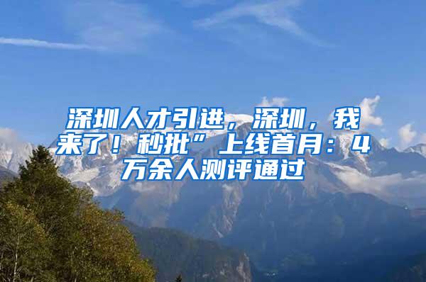 深圳人才引进，深圳，我来了！秒批”上线首月：4万余人测评通过