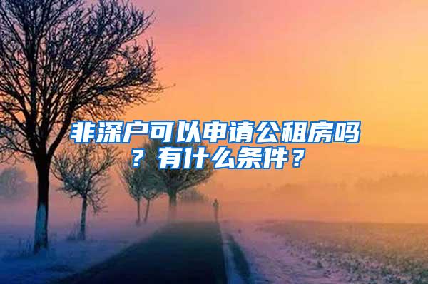 非深户可以申请公租房吗？有什么条件？