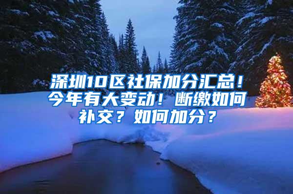 深圳10区社保加分汇总！今年有大变动！断缴如何补交？如何加分？