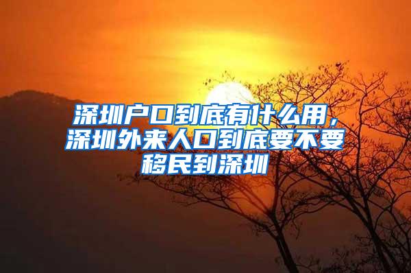 深圳户口到底有什么用，深圳外来人口到底要不要移民到深圳