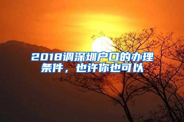 2018调深圳户口的办理条件，也许你也可以